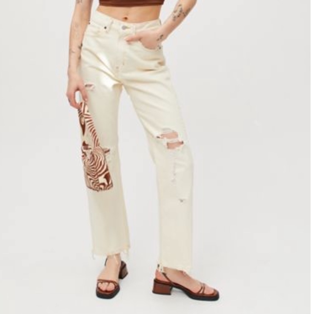 BDG High Waisted Cowboy Jean Distressed Ivory 33